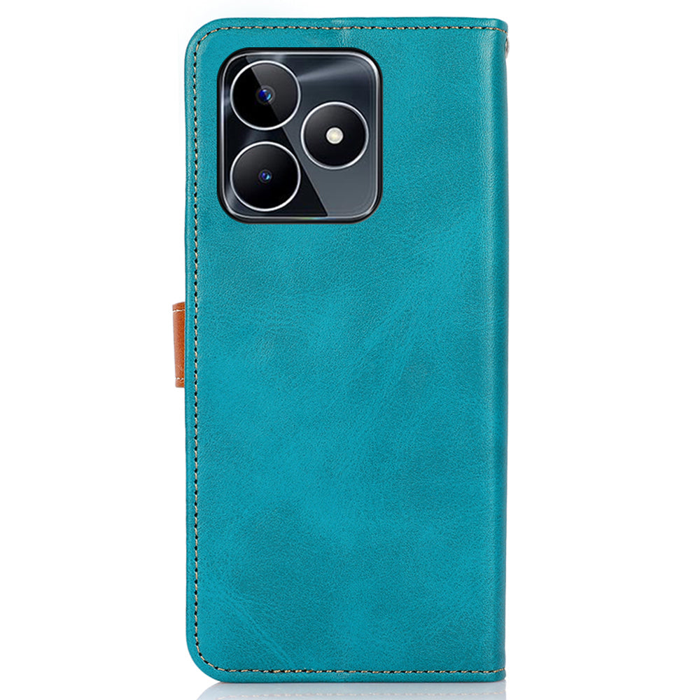 KHAZNEH For Realme C53 4G / Narzo N53 4G Wallet Cowhide Texture Phone Cover PU Leather Anti-scratch Stand Shell