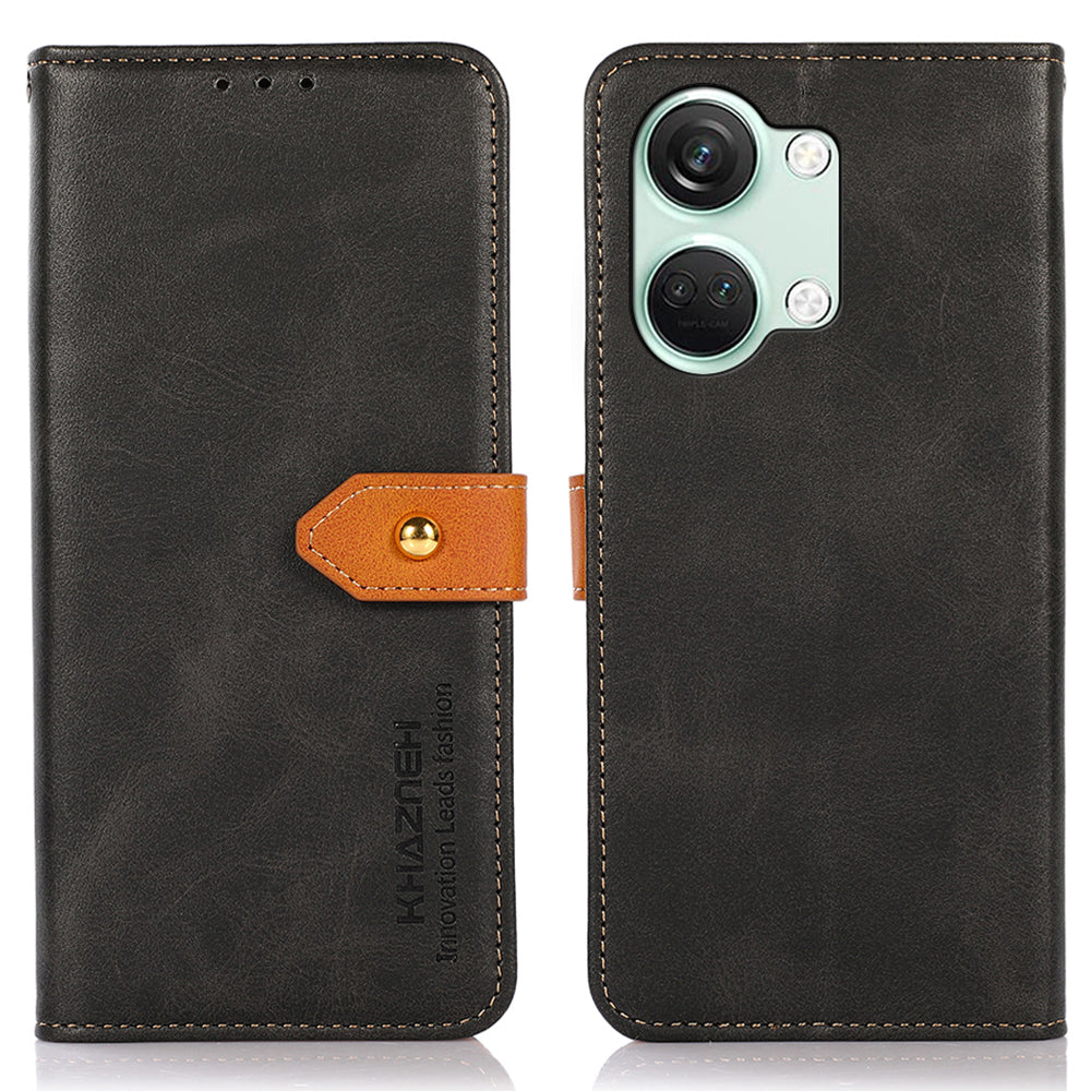 KHAZNEH For OnePlus Nord 3 5G / Ace 2V Cowhide Texture PU Leather Case Phone Shell Phone Stand Cover Wallet