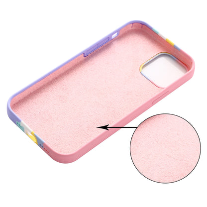 For iPhone 15 Pro Rainbow Rubberized Liquid Silicone+PC Cover Fiber Lining Shockproof Phone Case
