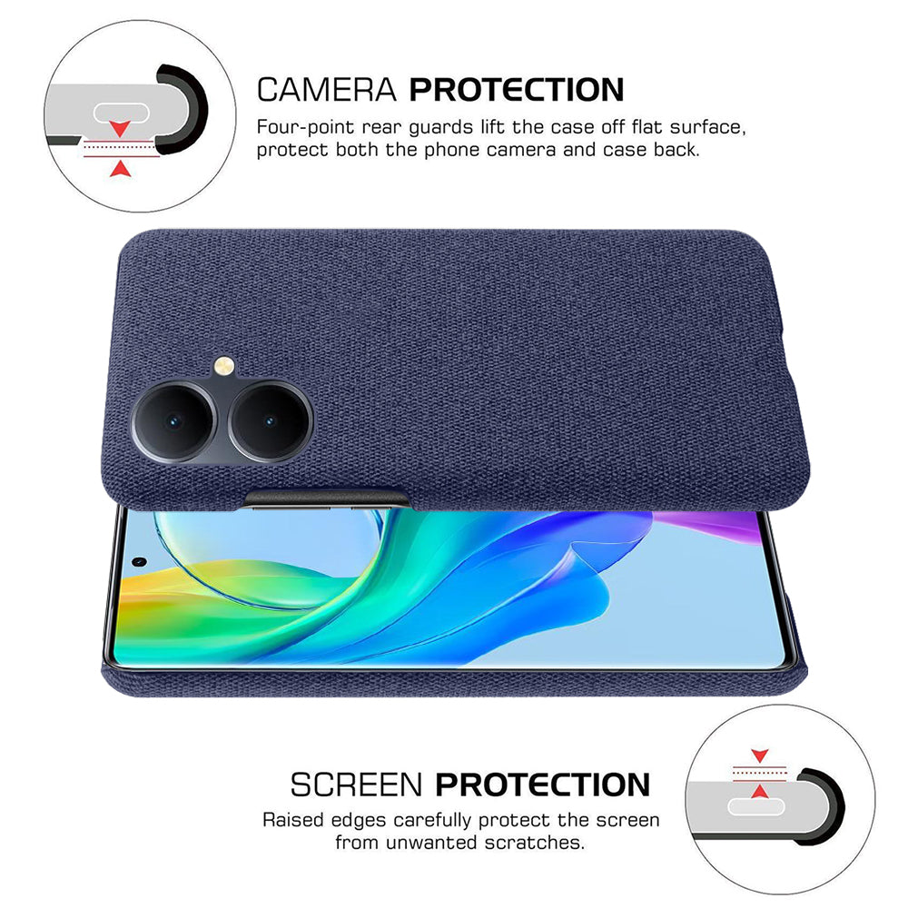 For vivo Y78+ 5G Cloth+Hard PC Phone Case Anti-Scratch Shockproof Cover