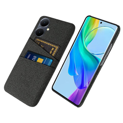 Phone Case for vivo Y78+ 5G Hard PC + Cloth Slim Fit Shockproof Cover with Dual Card Slots