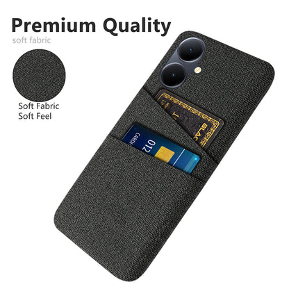 Phone Case for vivo Y78+ 5G Hard PC + Cloth Slim Fit Shockproof Cover with Dual Card Slots