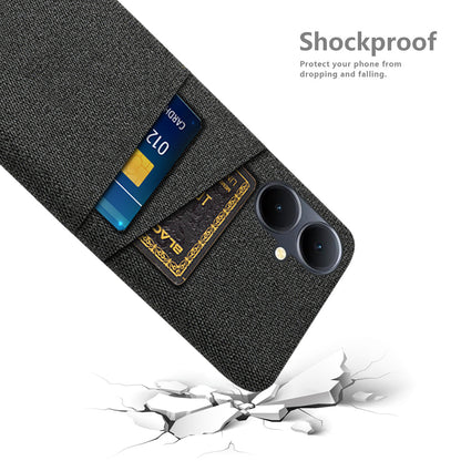 Phone Case for vivo Y78+ 5G Hard PC + Cloth Slim Fit Shockproof Cover with Dual Card Slots