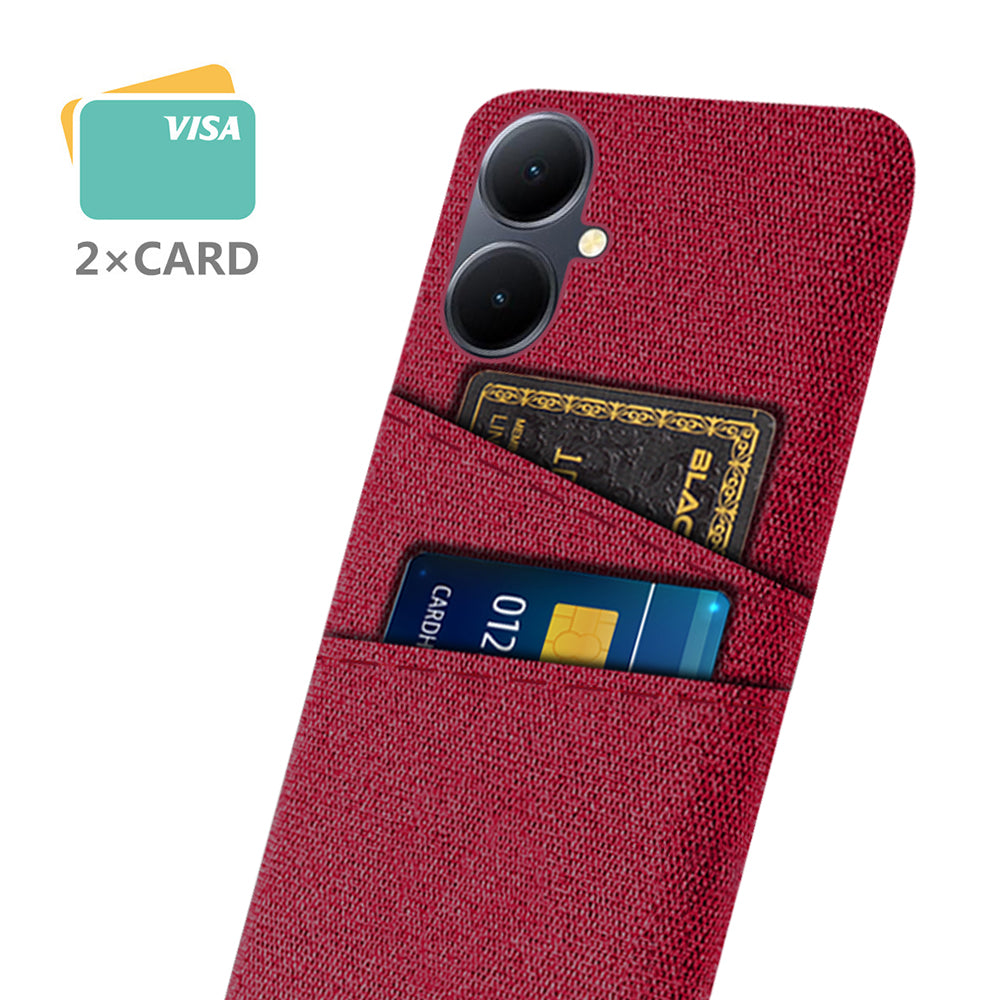 Phone Case for vivo Y78+ 5G Hard PC + Cloth Slim Fit Shockproof Cover with Dual Card Slots