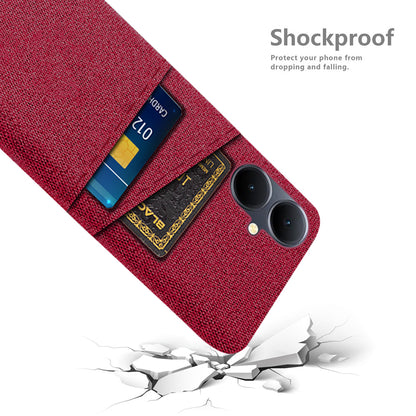 Phone Case for vivo Y78+ 5G Hard PC + Cloth Slim Fit Shockproof Cover with Dual Card Slots