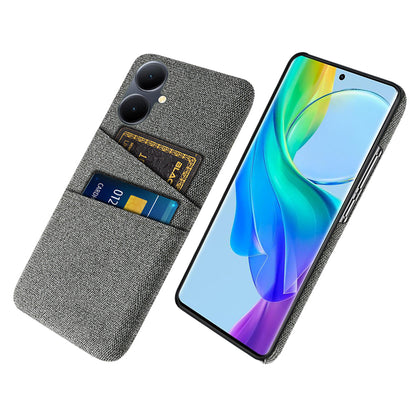 Phone Case for vivo Y78+ 5G Hard PC + Cloth Slim Fit Shockproof Cover with Dual Card Slots