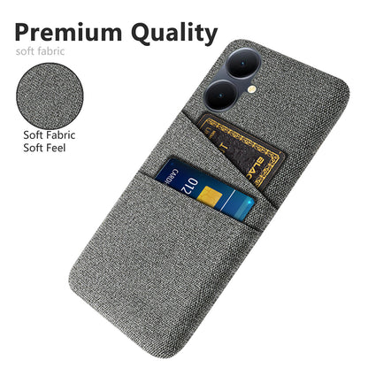 Phone Case for vivo Y78+ 5G Hard PC + Cloth Slim Fit Shockproof Cover with Dual Card Slots