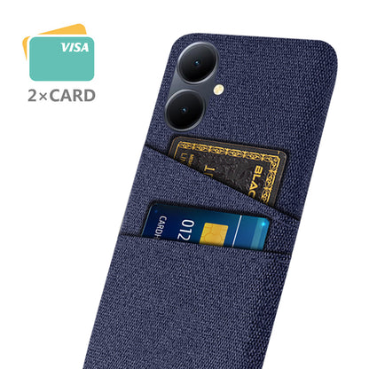 Phone Case for vivo Y78+ 5G Hard PC + Cloth Slim Fit Shockproof Cover with Dual Card Slots