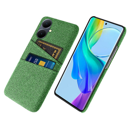 Phone Case for vivo Y78+ 5G Hard PC + Cloth Slim Fit Shockproof Cover with Dual Card Slots