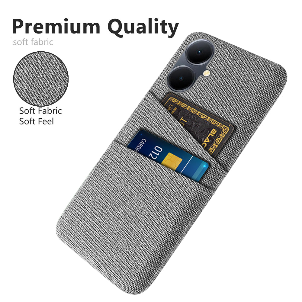Phone Case for vivo Y78+ 5G Hard PC + Cloth Slim Fit Shockproof Cover with Dual Card Slots