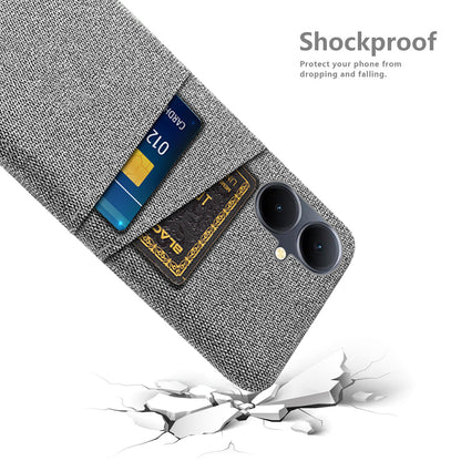 Phone Case for vivo Y78+ 5G Hard PC + Cloth Slim Fit Shockproof Cover with Dual Card Slots
