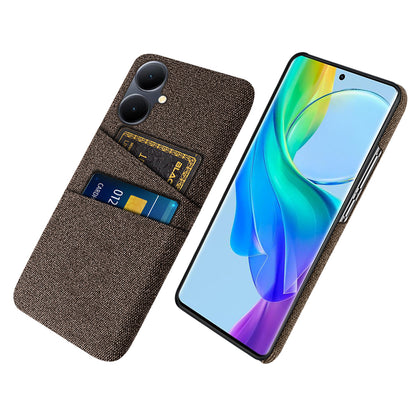 Phone Case for vivo Y78+ 5G Hard PC + Cloth Slim Fit Shockproof Cover with Dual Card Slots