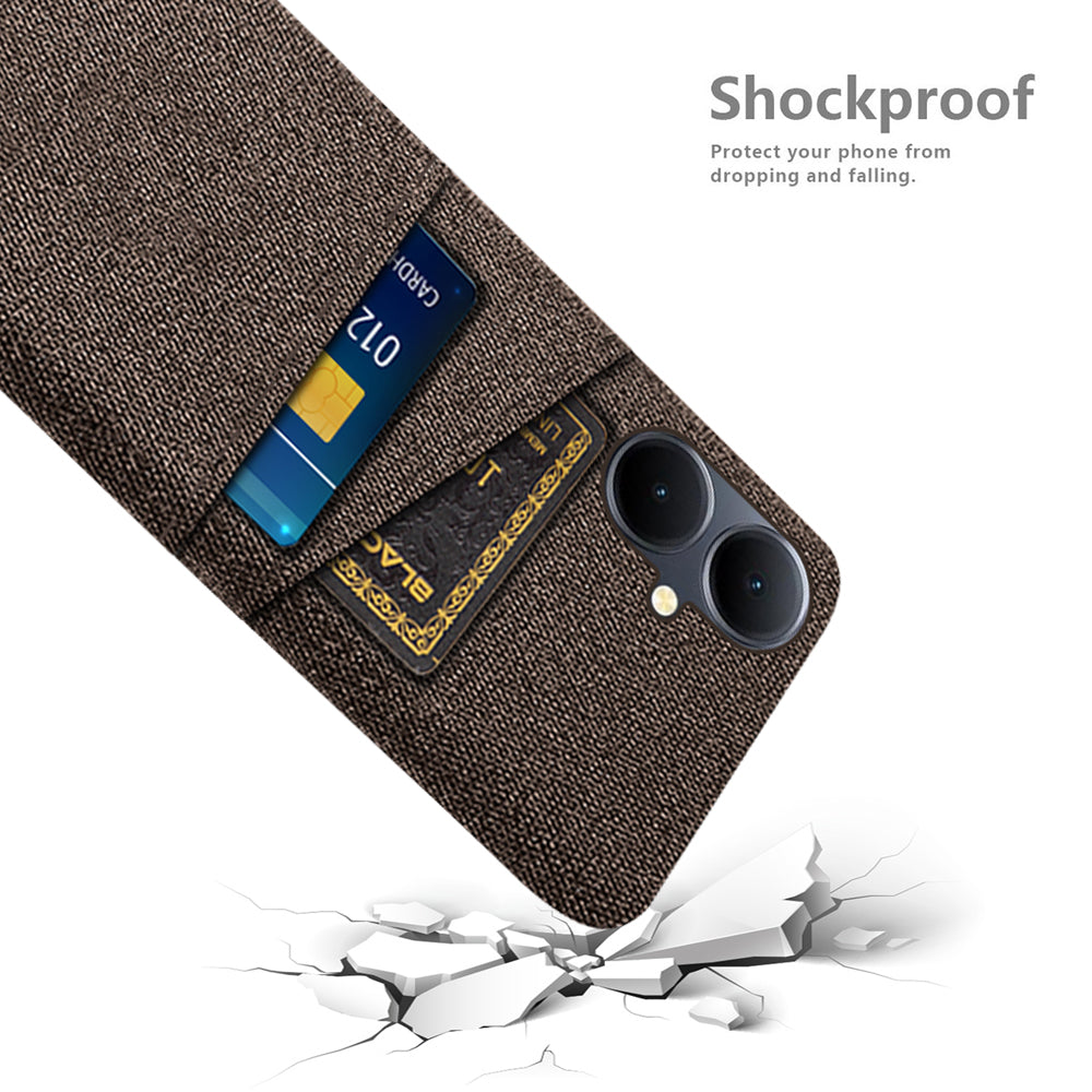 Phone Case for vivo Y78+ 5G Hard PC + Cloth Slim Fit Shockproof Cover with Dual Card Slots