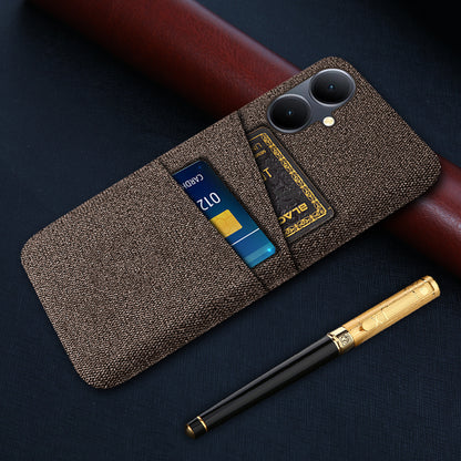 Phone Case for vivo Y78+ 5G Hard PC + Cloth Slim Fit Shockproof Cover with Dual Card Slots