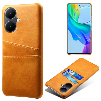 Dual Card Slots Phone Cover for vivo Y78+ 5G , PU Leather Coated PC Protective Case