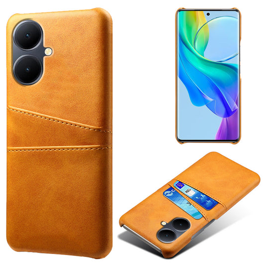 Dual Card Slots Phone Cover for vivo Y78+ 5G , PU Leather Coated PC Protective Case