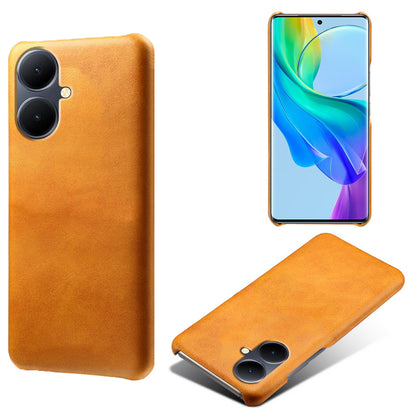 For vivo Y78+ 5G Calf Texture Phone Case PU Leather Coated PC Protective Cover