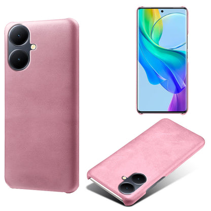For vivo Y78+ 5G Calf Texture Phone Case PU Leather Coated PC Protective Cover