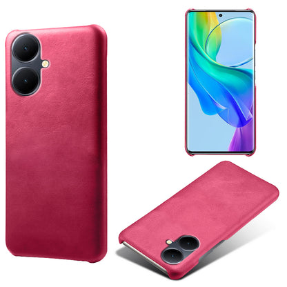 For vivo Y78+ 5G Calf Texture Phone Case PU Leather Coated PC Protective Cover