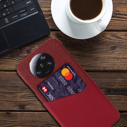 PU Leather Coated PC Case for Xiaomi 13 Ultra , Cloth Texture Phone Cover with Card Slot