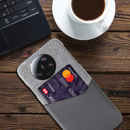 PU Leather Coated PC Case for Xiaomi 13 Ultra , Cloth Texture Phone Cover with Card Slot