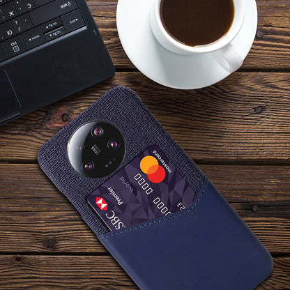 PU Leather Coated PC Case for Xiaomi 13 Ultra , Cloth Texture Phone Cover with Card Slot