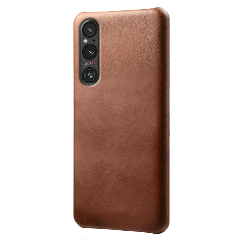For Sony Xperia 1 V Calf Texture Shockproof Phone Case PU Leather+PC Smartphone Cover