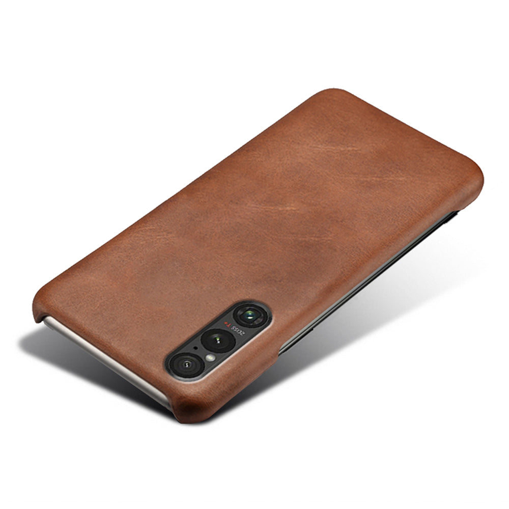 For Sony Xperia 1 V Calf Texture Shockproof Phone Case PU Leather+PC Smartphone Cover