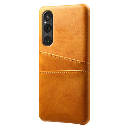 Dual Card Slots Phone Case for Sony Xperia 1 V , Anti-scratch PU Leather Coated PC Cover