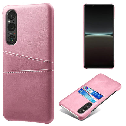 Dual Card Slots Phone Case for Sony Xperia 1 V , Anti-scratch PU Leather Coated PC Cover