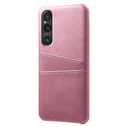 Dual Card Slots Phone Case for Sony Xperia 1 V , Anti-scratch PU Leather Coated PC Cover
