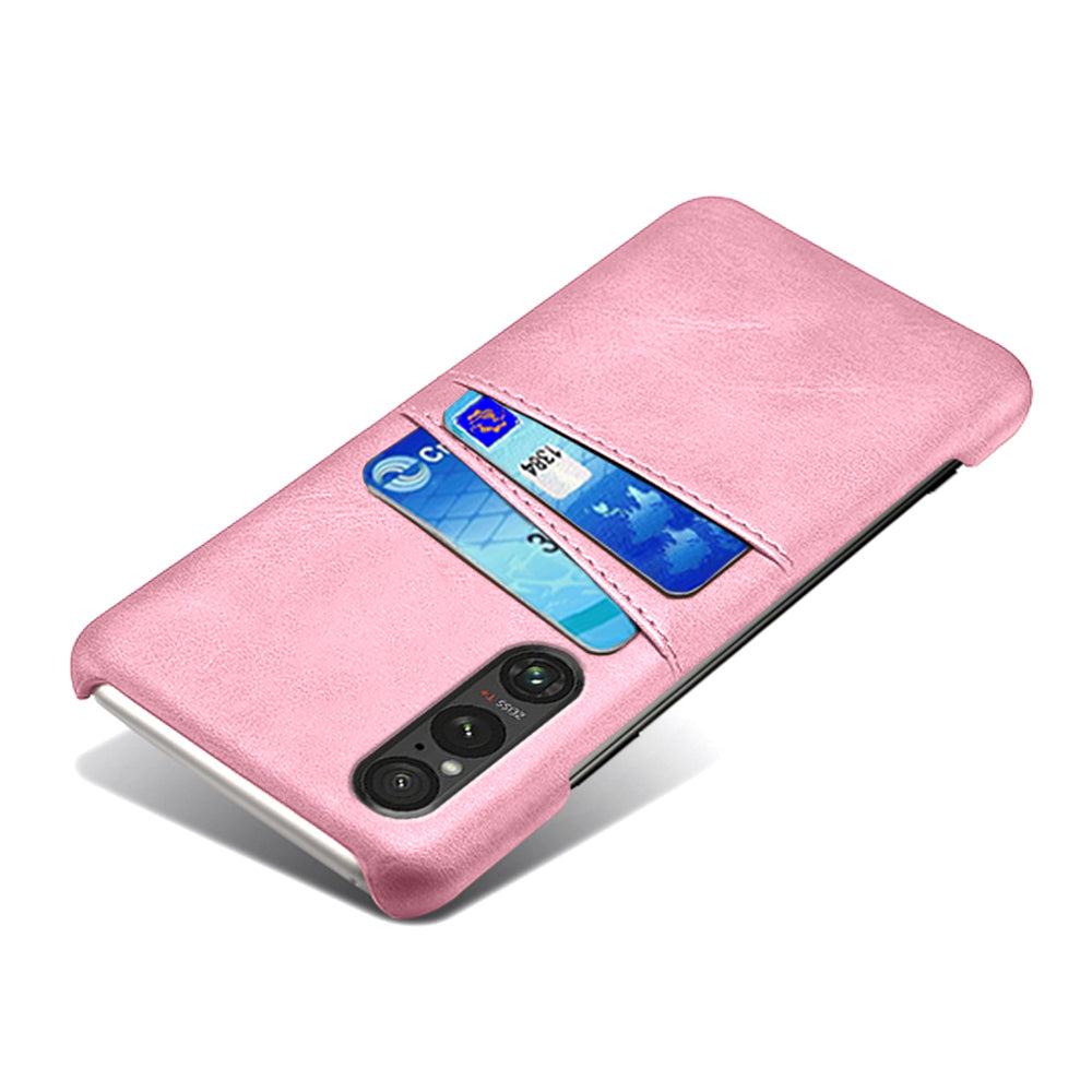 Dual Card Slots Phone Case for Sony Xperia 1 V , Anti-scratch PU Leather Coated PC Cover