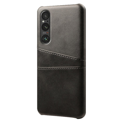 Dual Card Slots Phone Case for Sony Xperia 1 V , Anti-scratch PU Leather Coated PC Cover
