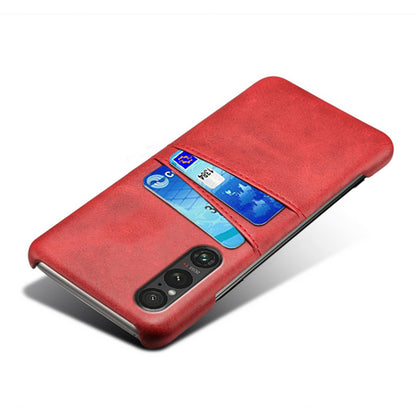 Dual Card Slots Phone Case for Sony Xperia 1 V , Anti-scratch PU Leather Coated PC Cover