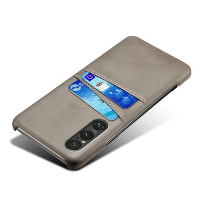 Dual Card Slots Phone Case for Sony Xperia 1 V , Anti-scratch PU Leather Coated PC Cover