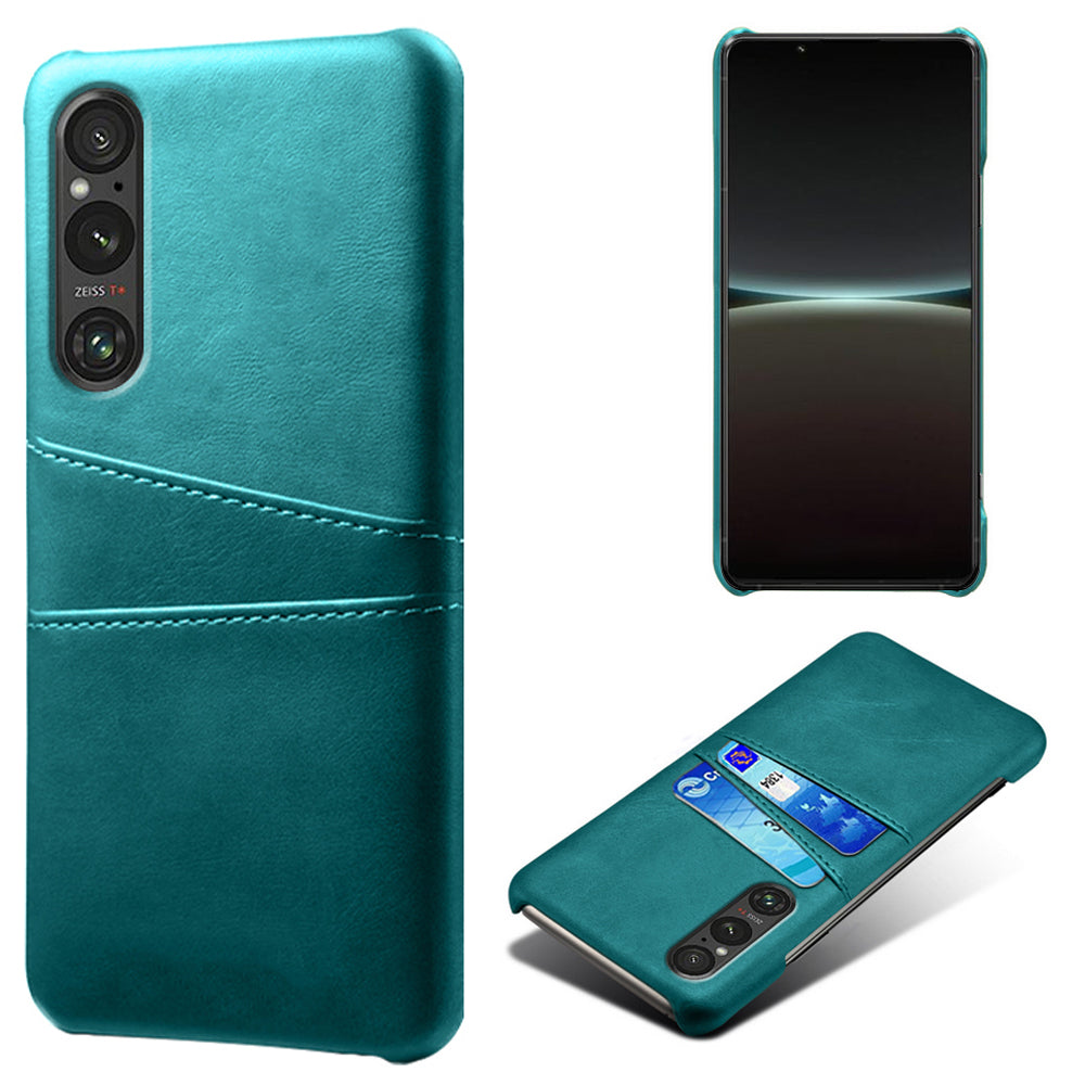 Dual Card Slots Phone Case for Sony Xperia 1 V , Anti-scratch PU Leather Coated PC Cover
