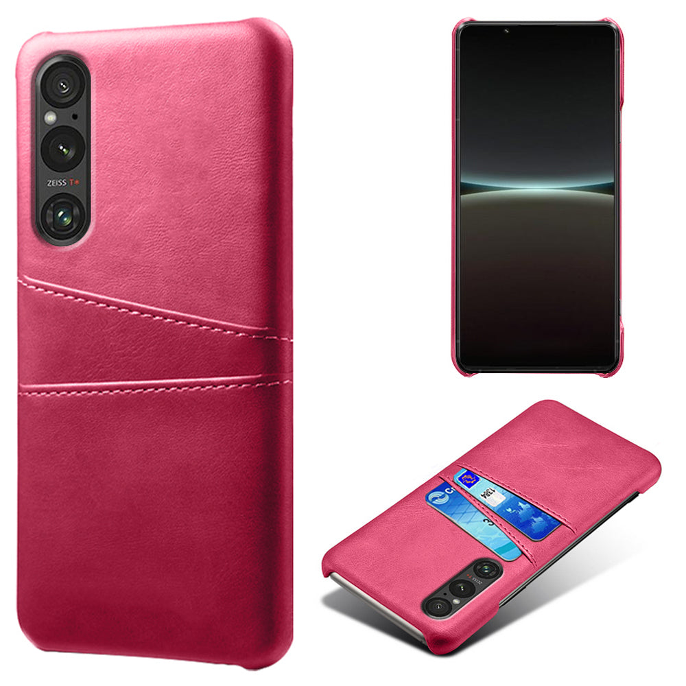 Dual Card Slots Phone Case for Sony Xperia 1 V , Anti-scratch PU Leather Coated PC Cover