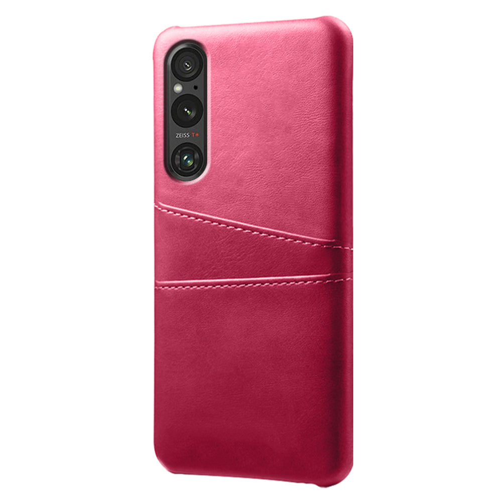Dual Card Slots Phone Case for Sony Xperia 1 V , Anti-scratch PU Leather Coated PC Cover