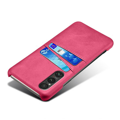 Dual Card Slots Phone Case for Sony Xperia 1 V , Anti-scratch PU Leather Coated PC Cover