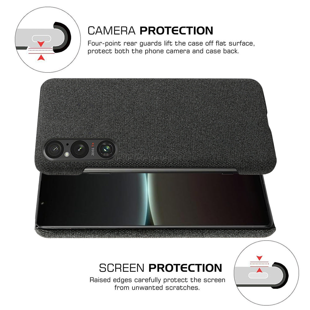 Mobile Phone Case for Sony Xperia 1 V , Anti-drop Cloth+Hard PC Back Cover