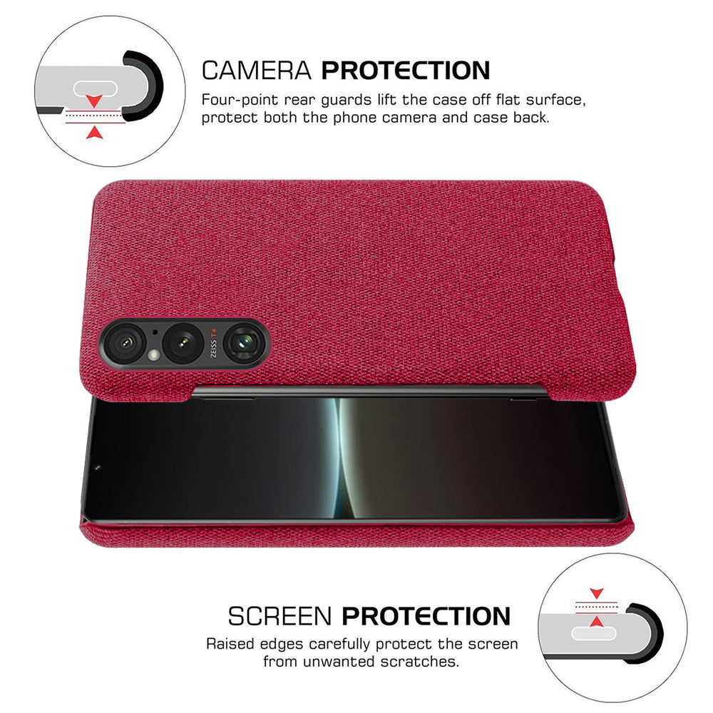 Mobile Phone Case for Sony Xperia 1 V , Anti-drop Cloth+Hard PC Back Cover