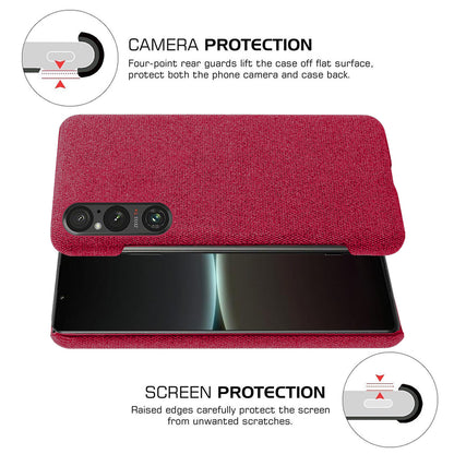 Mobile Phone Case for Sony Xperia 1 V , Anti-drop Cloth+Hard PC Back Cover