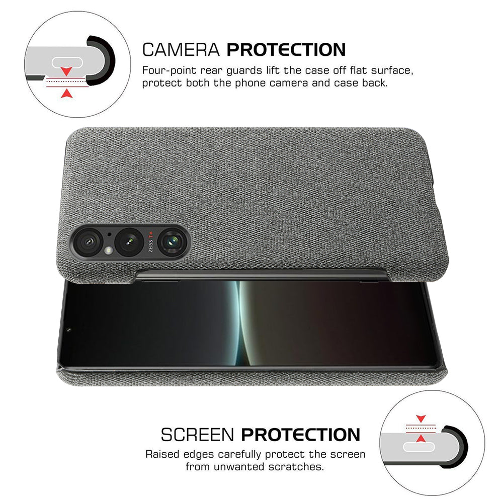 Mobile Phone Case for Sony Xperia 1 V , Anti-drop Cloth+Hard PC Back Cover