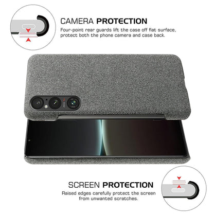 Mobile Phone Case for Sony Xperia 1 V , Anti-drop Cloth+Hard PC Back Cover