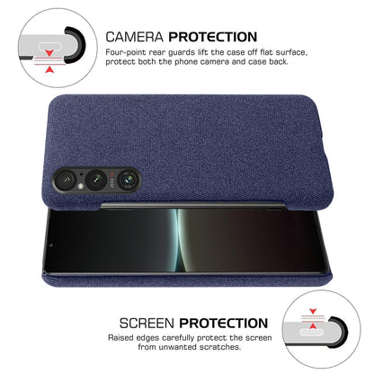 Mobile Phone Case for Sony Xperia 1 V , Anti-drop Cloth+Hard PC Back Cover