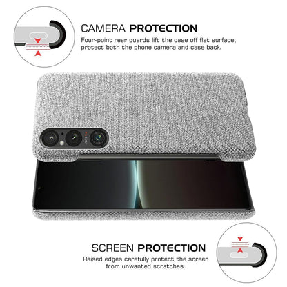 Mobile Phone Case for Sony Xperia 1 V , Anti-drop Cloth+Hard PC Back Cover