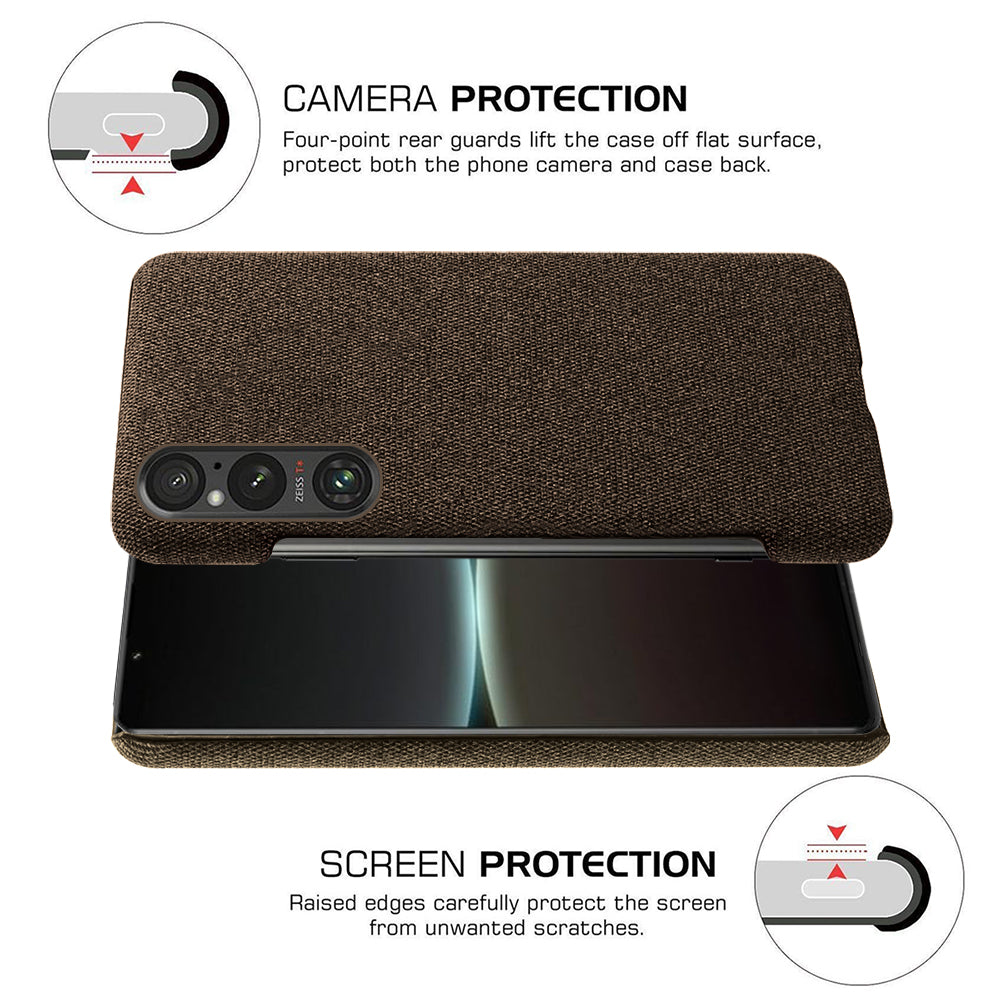 Mobile Phone Case for Sony Xperia 1 V , Anti-drop Cloth+Hard PC Back Cover