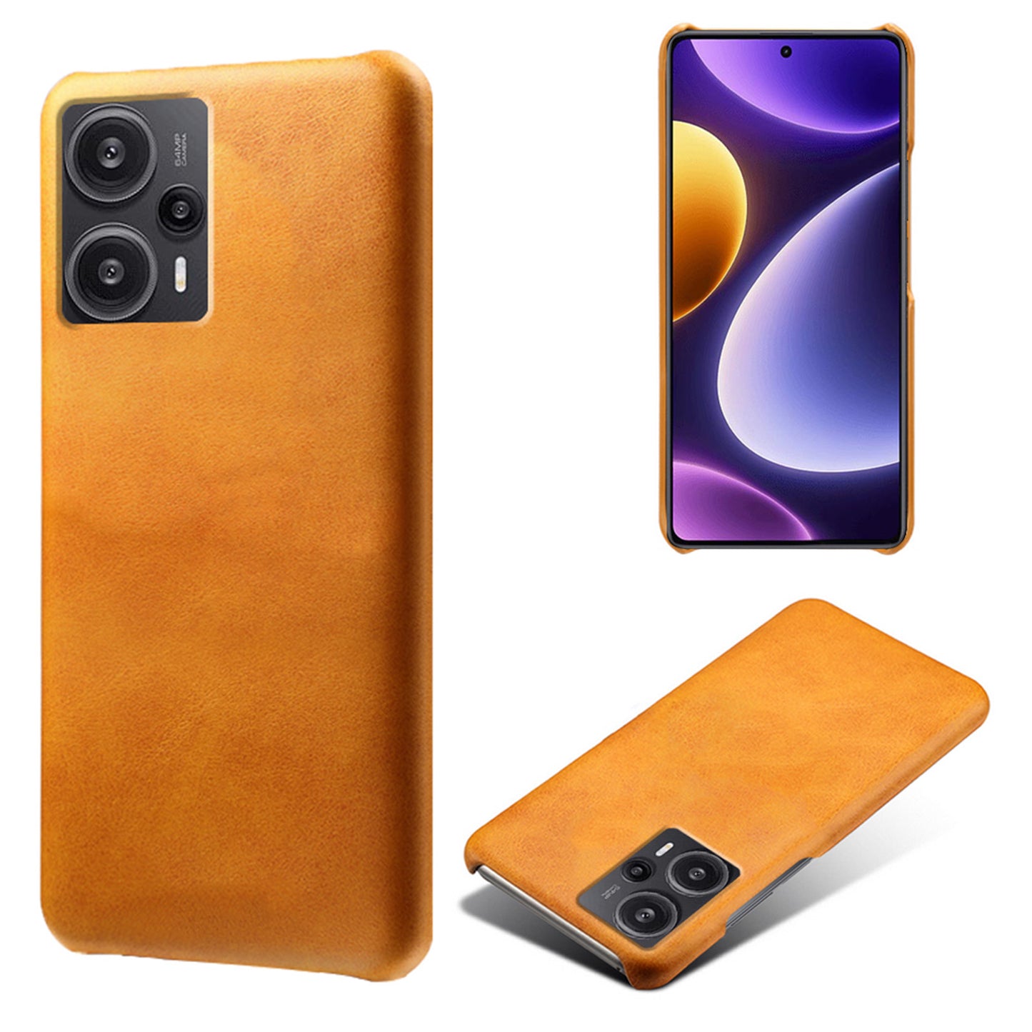 For Xiaomi Redmi Note 12 Turbo / Poco F5 5G PU Leather Coated PC Phone Case Calf Texture Anti-drop Cover