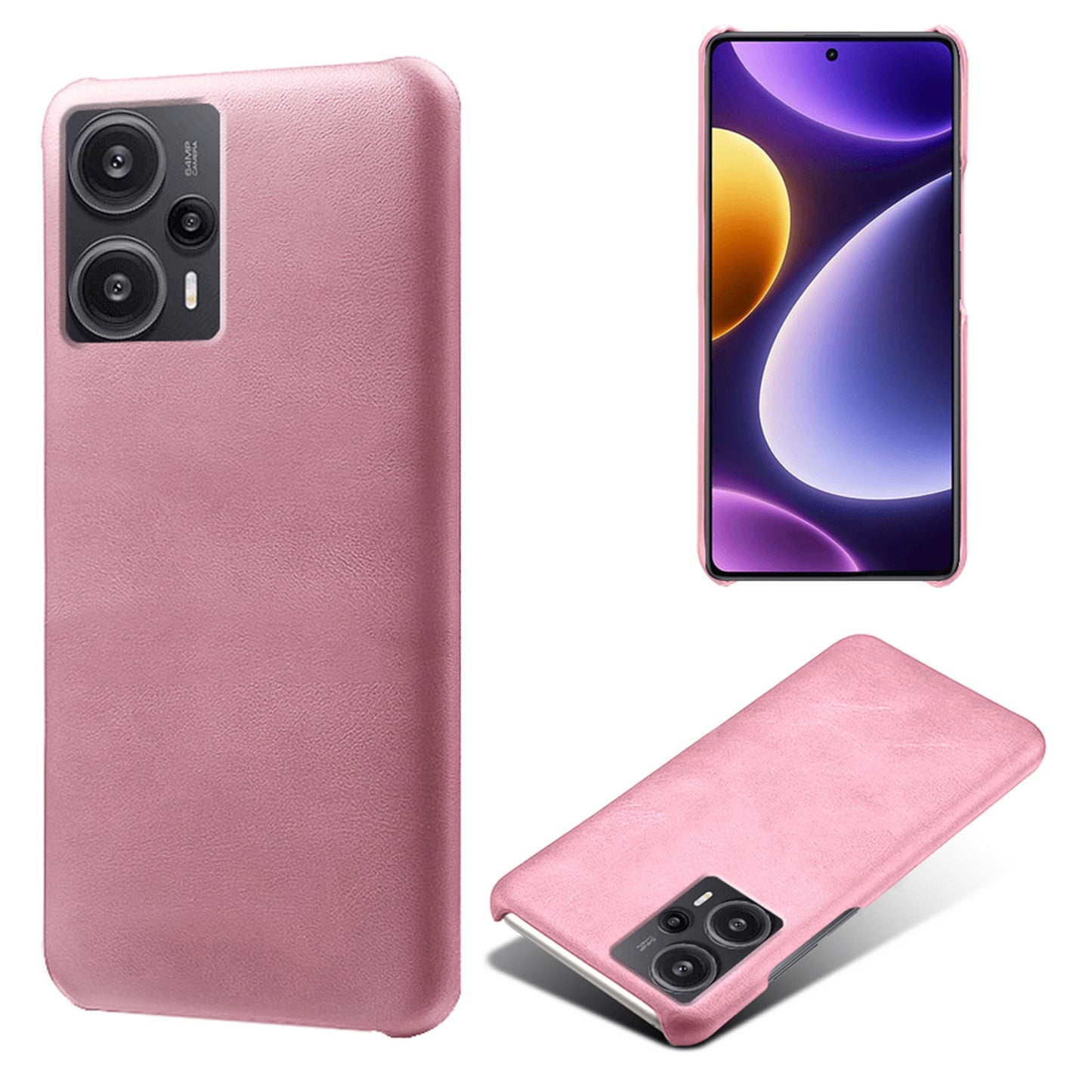 For Xiaomi Redmi Note 12 Turbo / Poco F5 5G PU Leather Coated PC Phone Case Calf Texture Anti-drop Cover