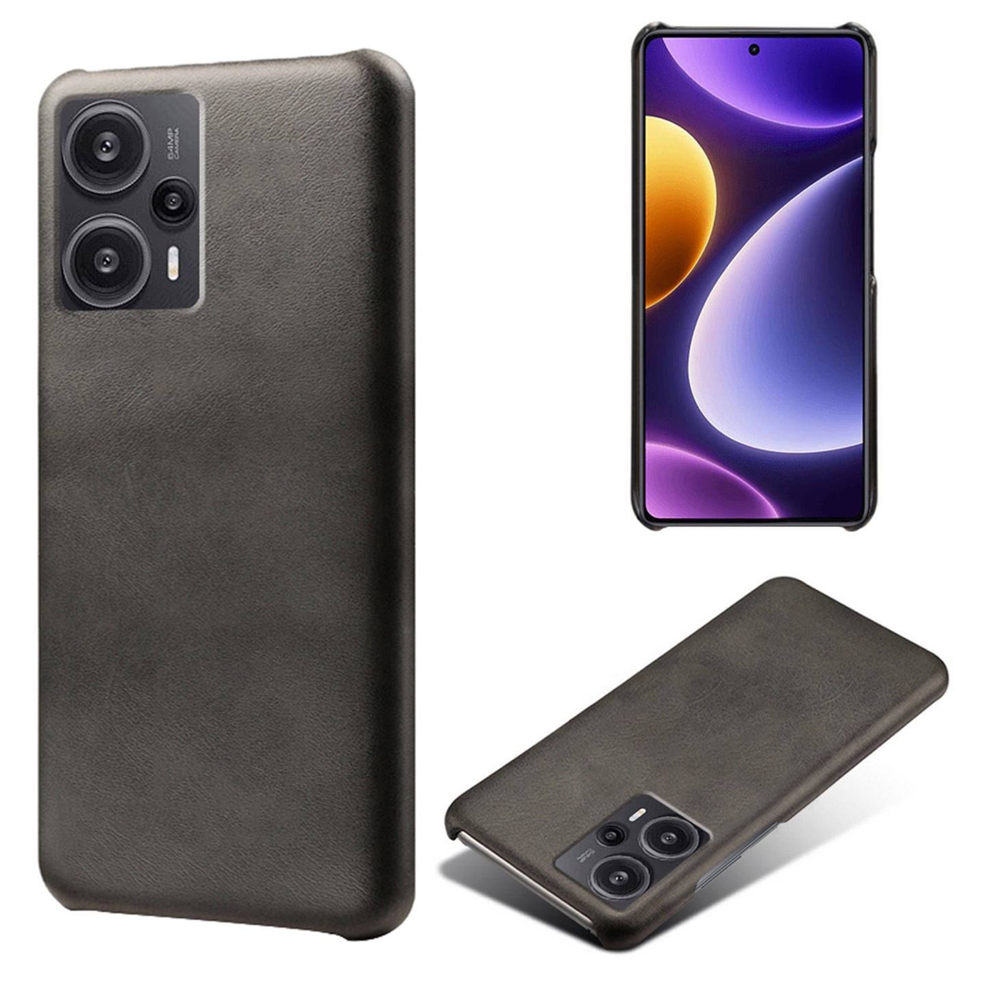 For Xiaomi Redmi Note 12 Turbo / Poco F5 5G PU Leather Coated PC Phone Case Calf Texture Anti-drop Cover